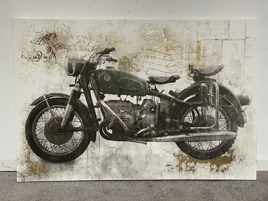 Vintage Motorcycle Canvas Print 36W X 24H [Photo 3]