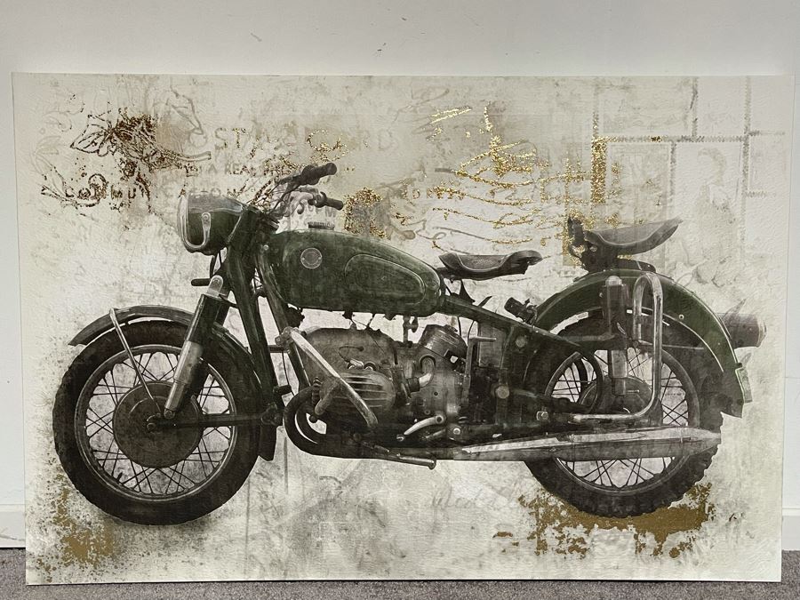 Vintage Motorcycle Canvas Print 36W X 24H [Photo 2]