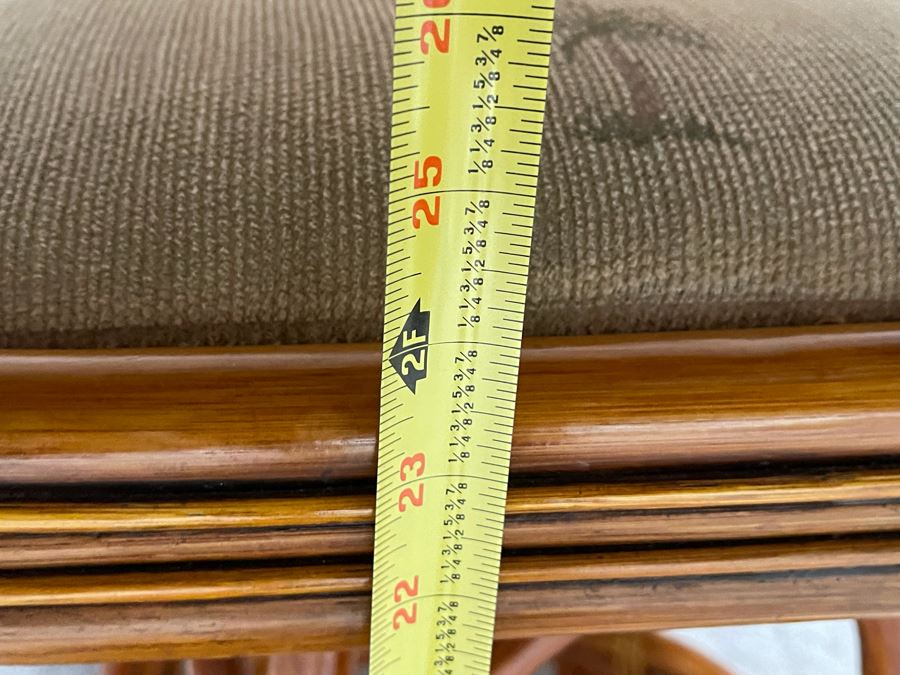 Pair Of Ratana Rattan Swivel Bar Stools 25H Seat [Photo 6]