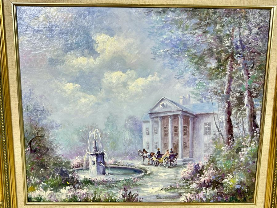 Original Painting By F. Raffael 20 X 24 In Gilt Wooden Frame 32 X 28 [Photo 4]