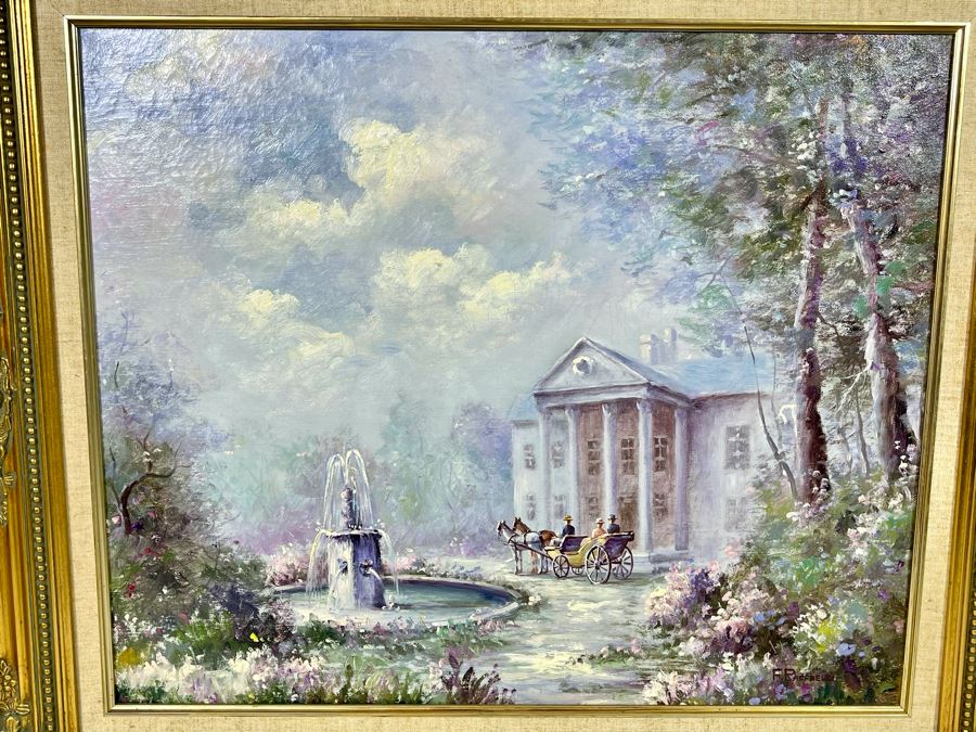 Original Painting By F. Raffael 20 X 24 In Gilt Wooden Frame 32 X 28 [Photo 5]