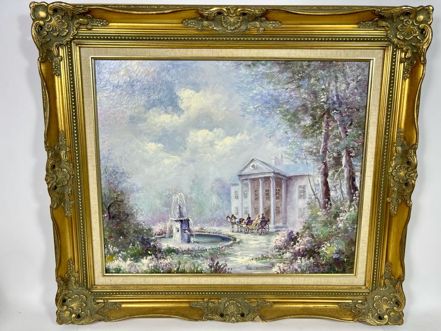 Original Painting By F. Raffael 20 X 24 In Gilt Wooden Frame 32 X 28 [Photo 3]