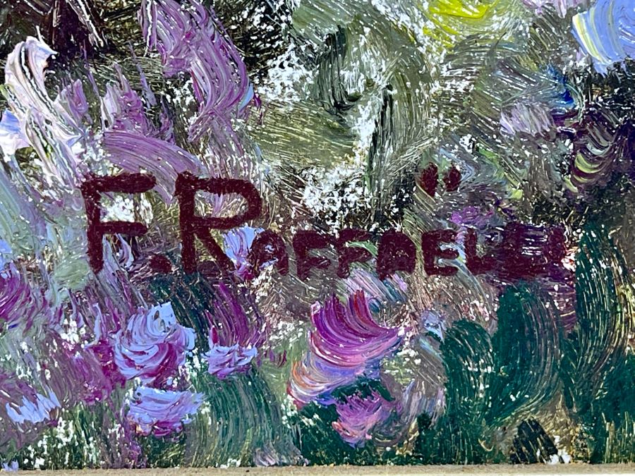 Original Painting By F. Raffael 20 X 24 In Gilt Wooden Frame 32 X 28 [Photo 11]