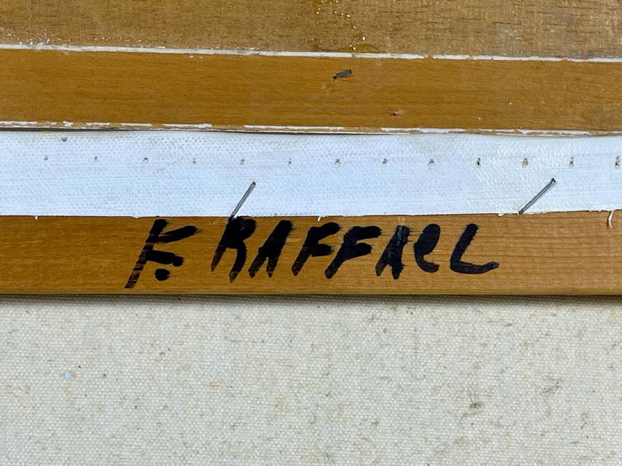 Original Painting By F. Raffael 20 X 24 In Gilt Wooden Frame 32 X 28 [Photo 13]