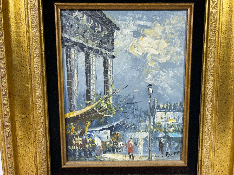 Original Artwork 8 X 10 Signature Illegible In Gilt Wooden Frame 15 X 17 [Photo 3]