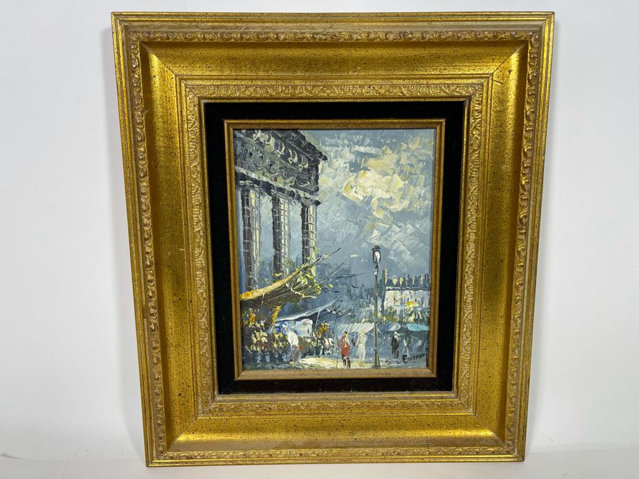 Original Artwork 8 X 10 Signature Illegible In Gilt Wooden Frame 15 X 17 [Photo 2]