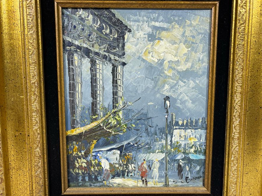 Original Artwork 8 X 10 Signature Illegible In Gilt Wooden Frame 15 X 17 [Photo 4]