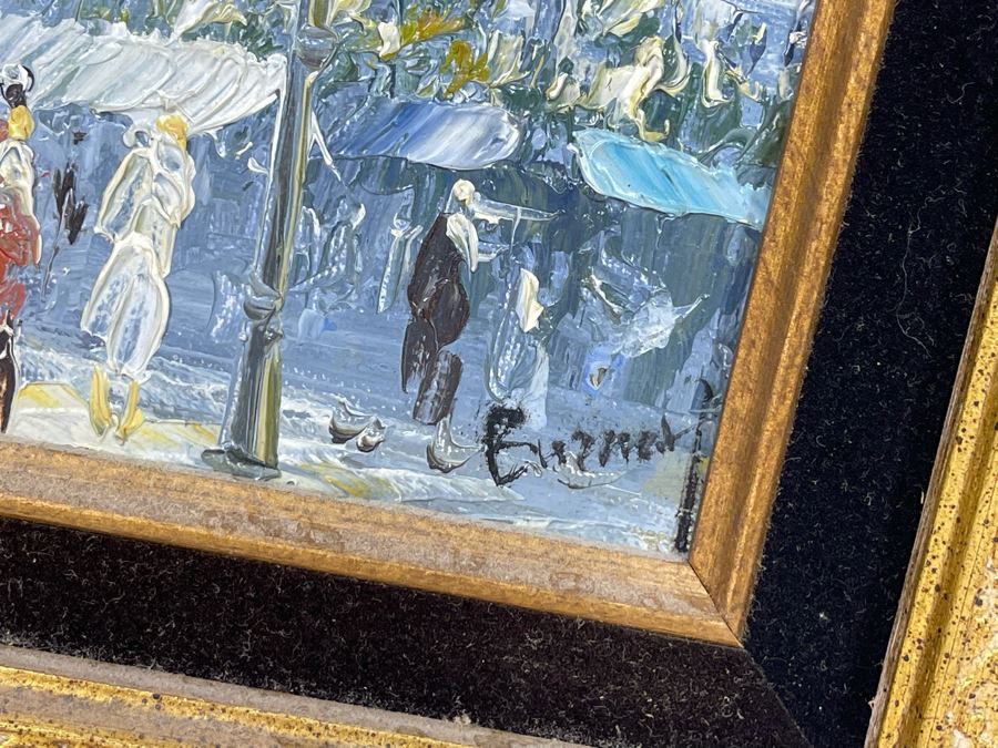 Original Artwork 8 X 10 Signature Illegible In Gilt Wooden Frame 15 X 17 [Photo 6]