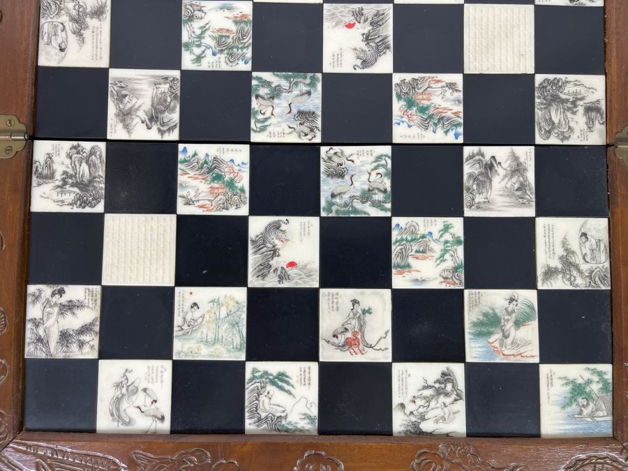 Custom Chinese Portable Chess Board With Individually Carved Scenes And Pieces 18W X 18D - See Photos [Photo 6]