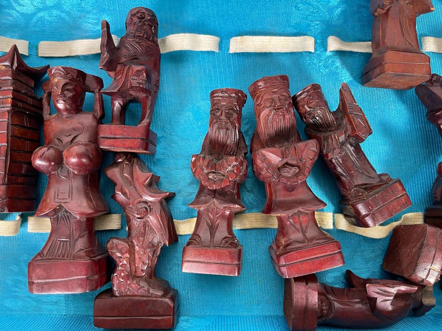 Custom Chinese Portable Chess Board With Individually Carved Scenes And Pieces 18W X 18D - See Photos [Photo 28]