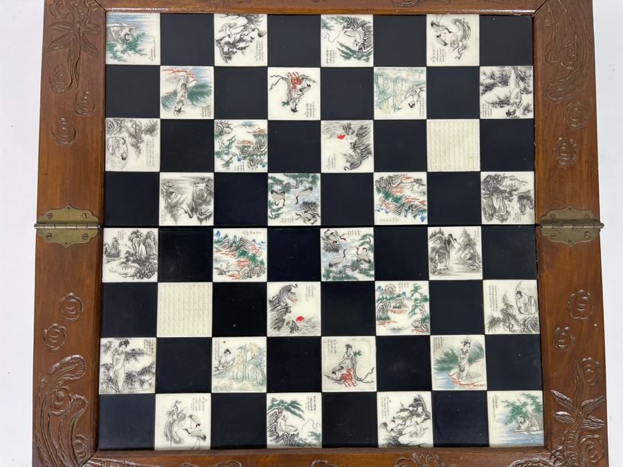 Custom Chinese Portable Chess Board With Individually Carved Scenes And Pieces 18W X 18D - See Photos [Photo 33]