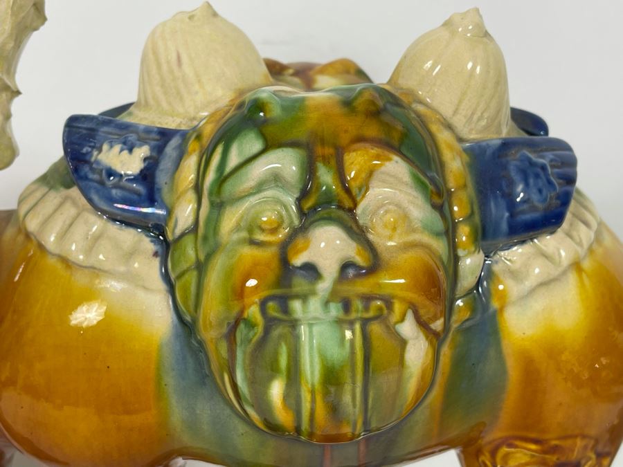 Pair Of Vintage Chinese Tang Sancai Glazed Ceramic Camels 9H And 12H [Photo 5]