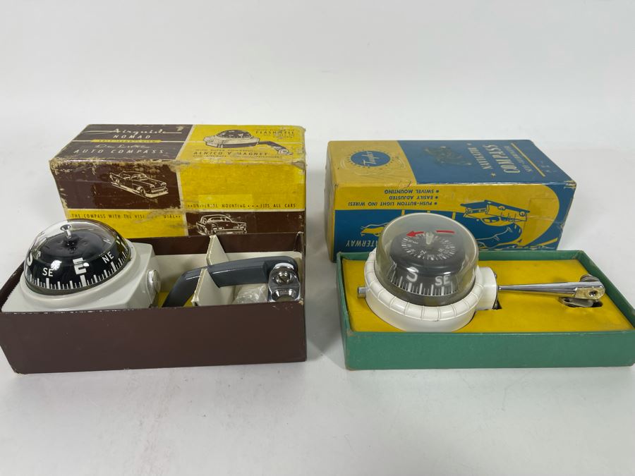 Pair Of Vintage Automobile Compasses With Original Boxes Airguide Nomad No 79 Deluxe And Taylor Navigator Compass No 2957 [Photo 3]