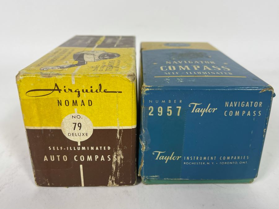 Pair Of Vintage Automobile Compasses With Original Boxes Airguide Nomad No 79 Deluxe And Taylor Navigator Compass No 2957 [Photo 10]