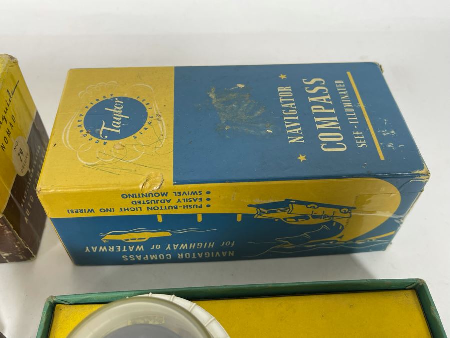 Pair Of Vintage Automobile Compasses With Original Boxes Airguide Nomad No 79 Deluxe And Taylor Navigator Compass No 2957 [Photo 9]
