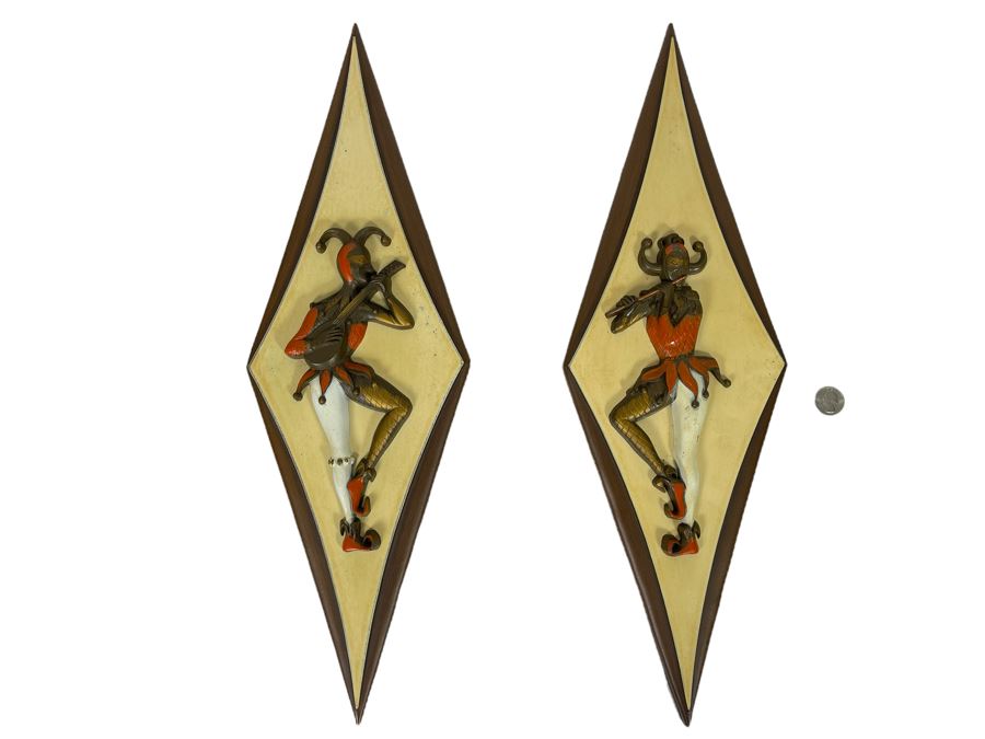Pair Of Mid-Century Burwood Jester Wall Plaques 22H [Photo 1]