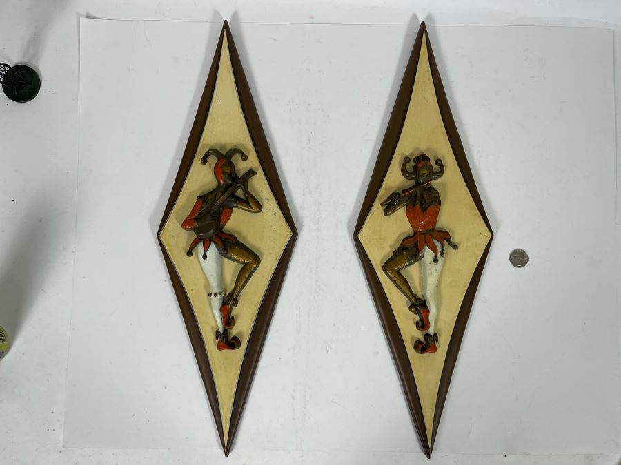 Pair Of Mid-Century Burwood Jester Wall Plaques 22H [Photo 3]
