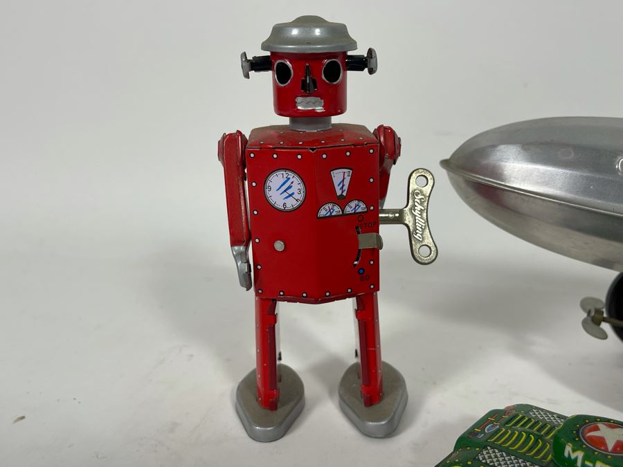 Various Toys Including Wind-Up Schylling Robot, Tanks And Graf Zepplin [Photo 4]
