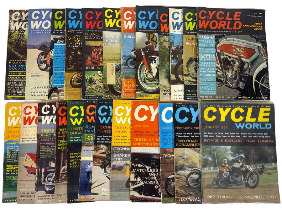 Vintage Cycle World Motorcycle Magazines 1962 & 1963 - See Photos [Photo 1]