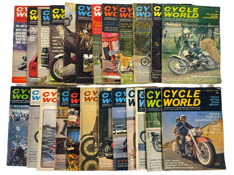 Vintage Cycle World Motorcycle Magazines 1964 & 1965 - See Photos