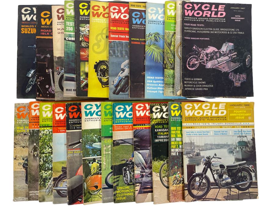 Vintage Cycle World Motorcycle Magazines 1966 & 1967 - See Photos