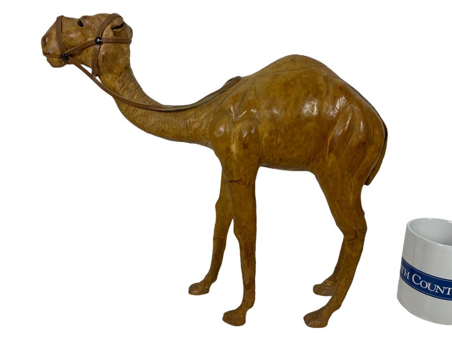 Leather Wrapped Camel Sculpture 15W X 13H
