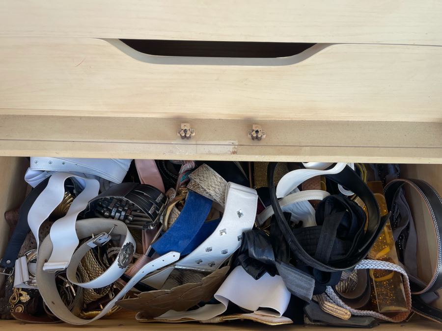 Thomasville French Provincial Armoire Cabinet Plus Drawer Filled With Eighties Designer Belts - See Photos [Photo 4]