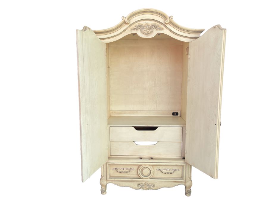 Thomasville French Provincial Armoire Cabinet Plus Drawer Filled With Eighties Designer Belts - See Photos [Photo 2]