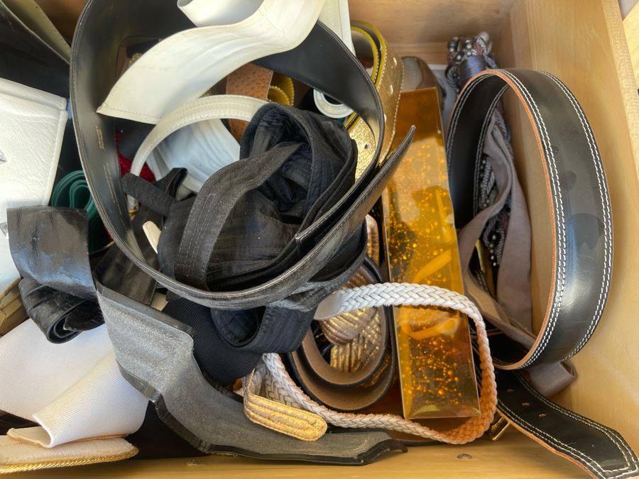 Thomasville French Provincial Armoire Cabinet Plus Drawer Filled With Eighties Designer Belts - See Photos [Photo 7]