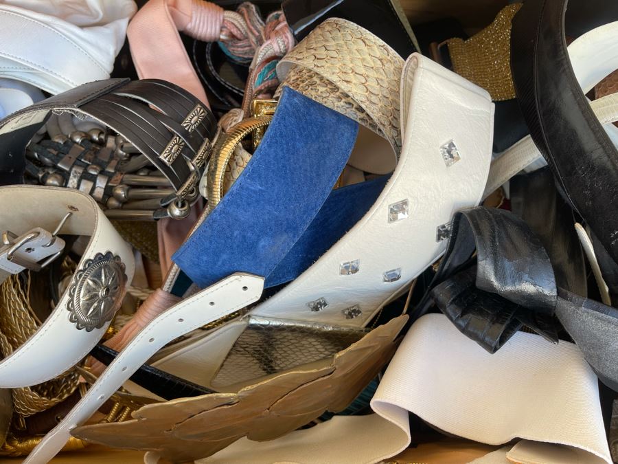 Thomasville French Provincial Armoire Cabinet Plus Drawer Filled With Eighties Designer Belts - See Photos [Photo 6]