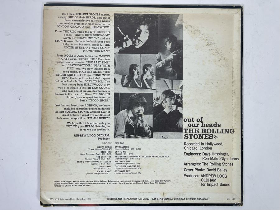 The Rolling Stones Out Of Our Heads Vinyl Record PS 429