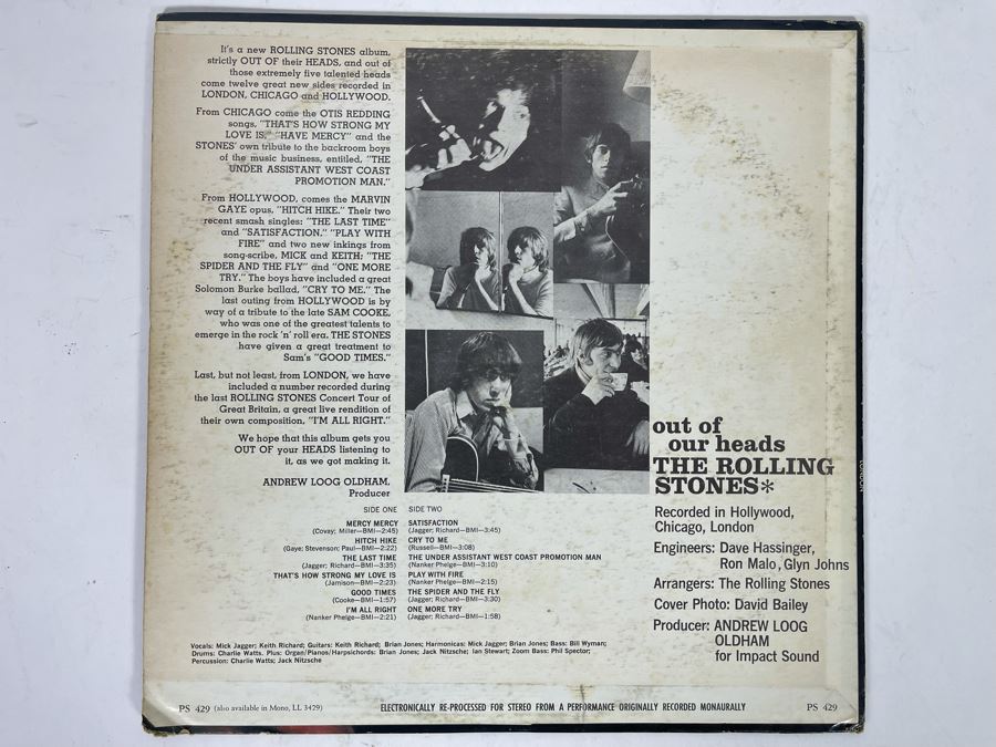 The Rolling Stones Out Of Our Heads Vinyl Record PS 429 [Photo 2]