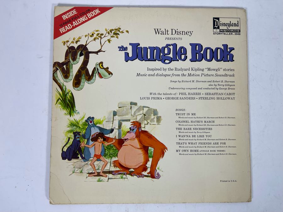 Disneyland Records Walt Disney The Jungle Book Vinyl Record With Book