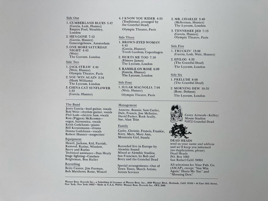 Grateful Dead Europe ’72 Vinyl Record Set - 3 Records Mint Condition [Photo 2]