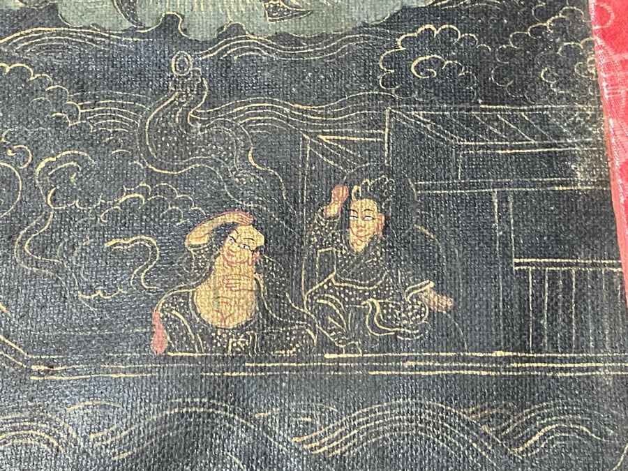 Antique Original Tibetan Thangka Painting With Silk Brocade 31 X 40.5 Nicely Framed - See Photos For Details	 [Photo 15]