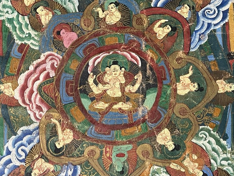Antique Original Tibetan Thangka Painting 24.5 X 32.5 Nicely Framed - See Photos For Details	 [Photo 3]