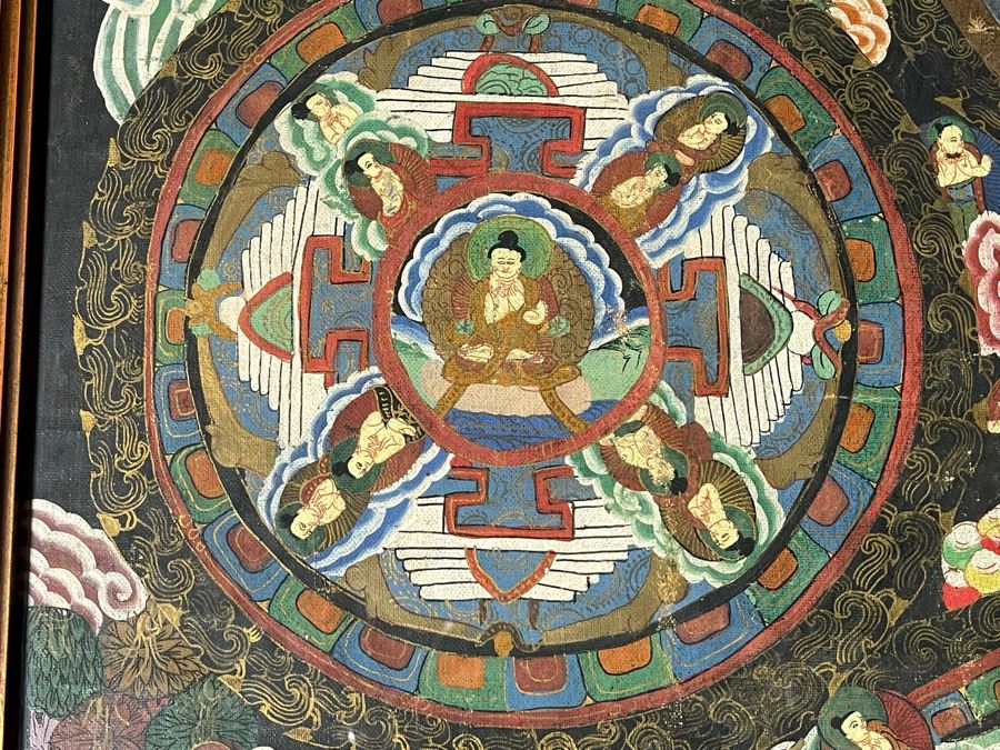 Antique Original Tibetan Thangka Painting 24.5 X 32.5 Nicely Framed - See Photos For Details	 [Photo 10]