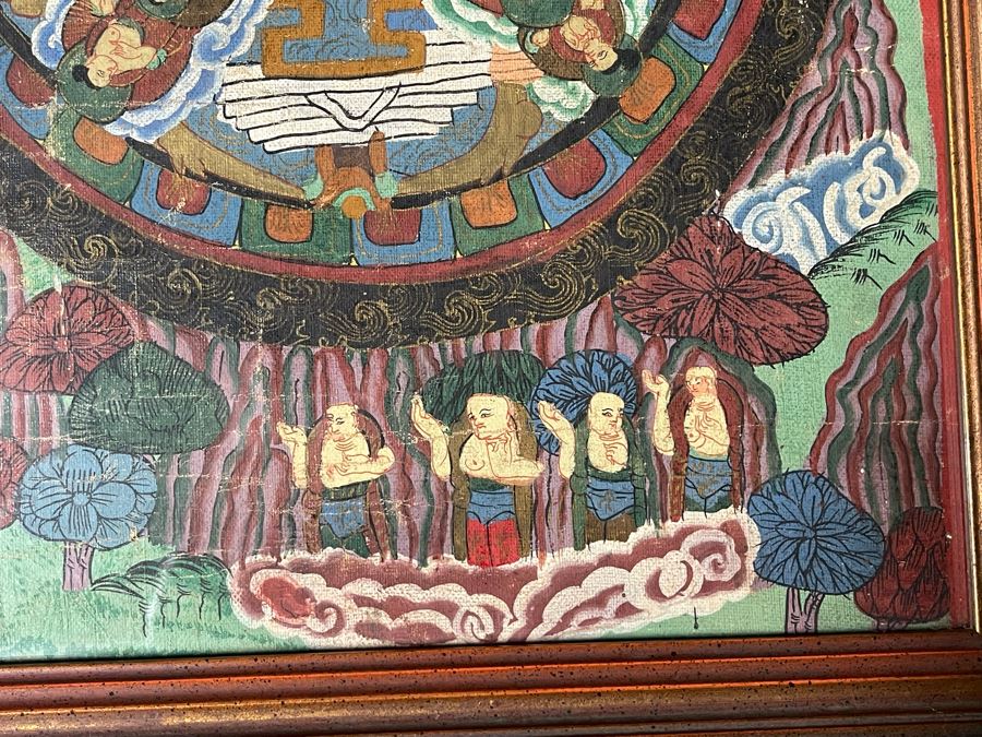 Antique Original Tibetan Thangka Painting 24.5 X 32.5 Nicely Framed - See Photos For Details	 [Photo 21]