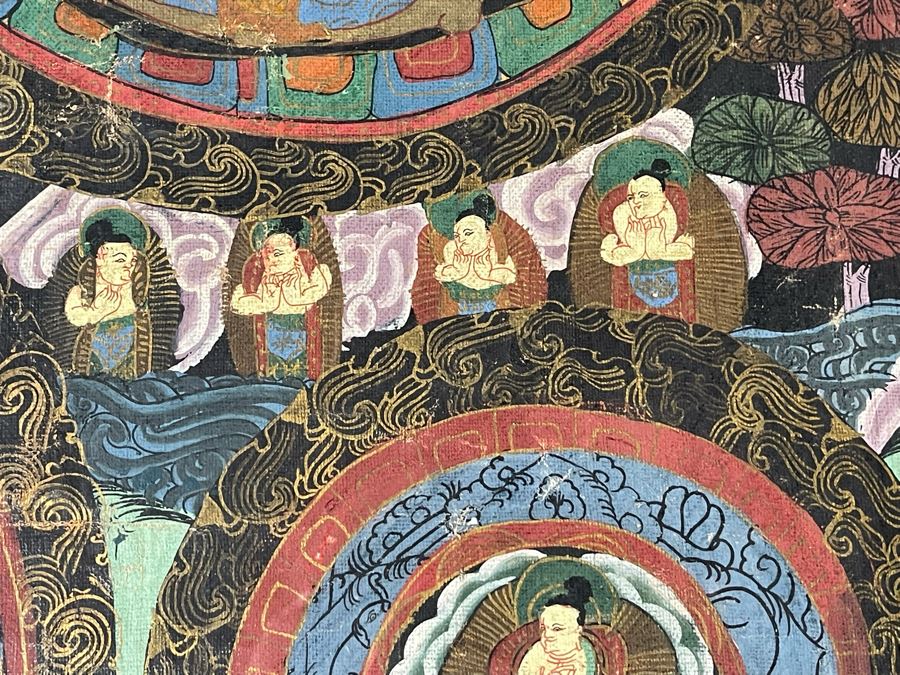 Antique Original Tibetan Thangka Painting 24.5 X 32.5 Nicely Framed - See Photos For Details	 [Photo 14]