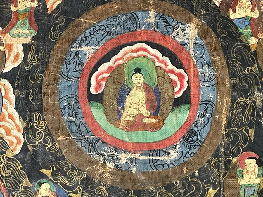 Antique Original Tibetan Thangka Painting 24.5 X 32.5 Nicely Framed - See Photos For Details	 [Photo 4]