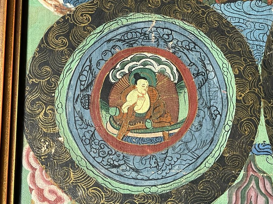 Antique Original Tibetan Thangka Painting 24.5 X 32.5 Nicely Framed - See Photos For Details	 [Photo 15]