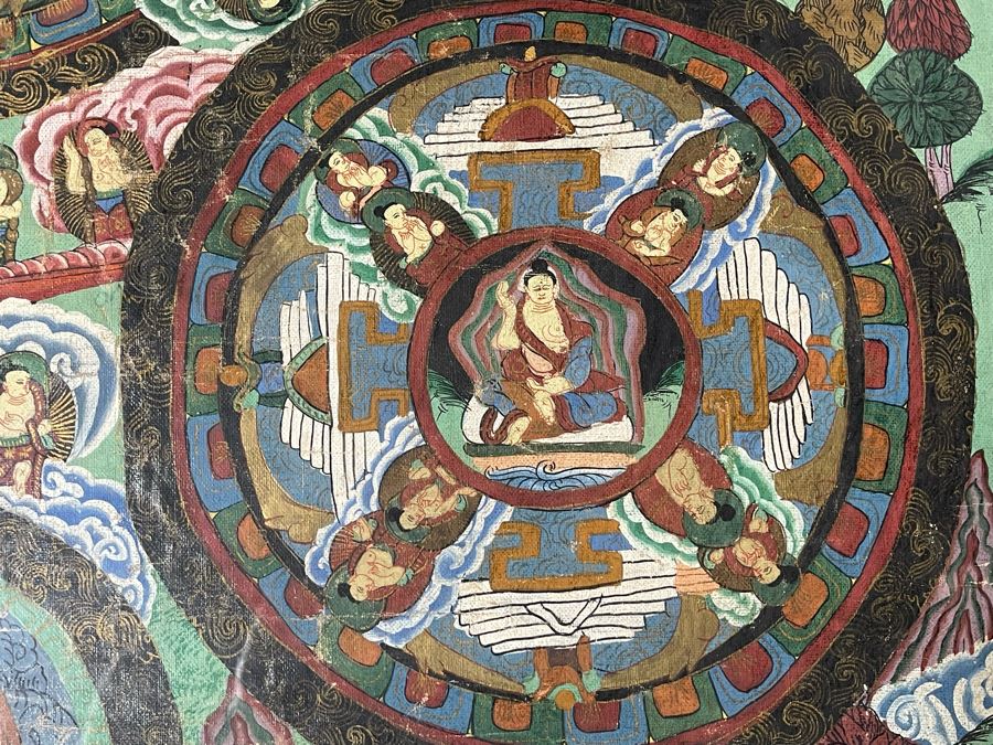 Antique Original Tibetan Thangka Painting 24.5 X 32.5 Nicely Framed - See Photos For Details	 [Photo 22]