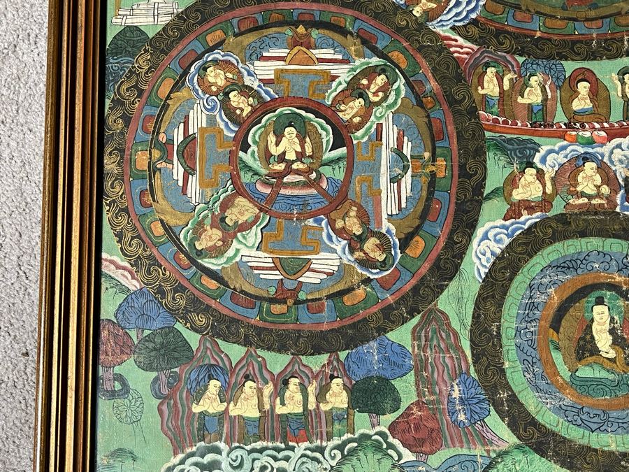 Antique Original Tibetan Thangka Painting 24.5 X 32.5 Nicely Framed - See Photos For Details	 [Photo 17]
