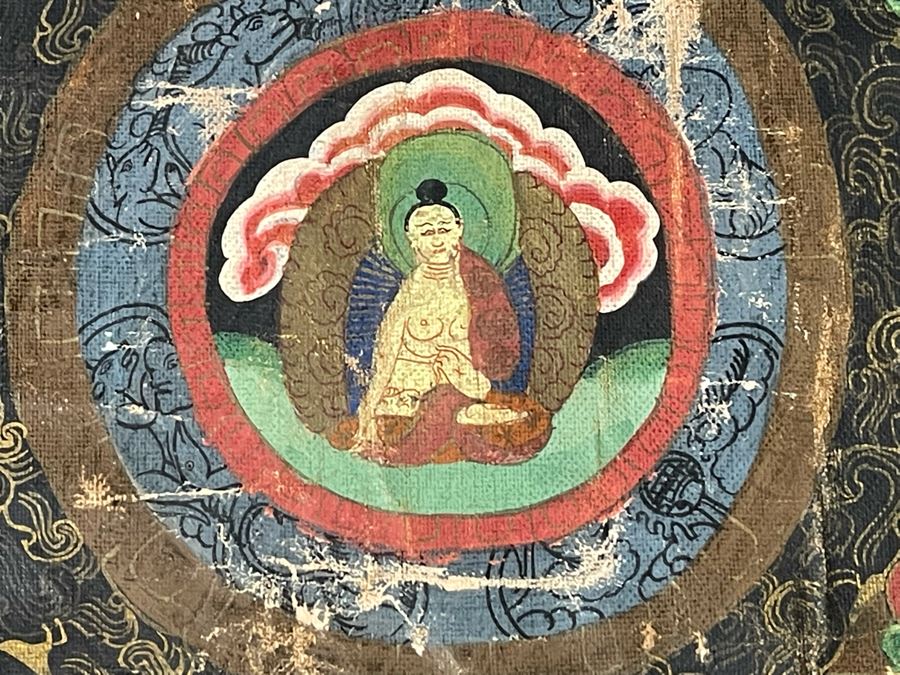 Antique Original Tibetan Thangka Painting 24.5 X 32.5 Nicely Framed - See Photos For Details	 [Photo 8]