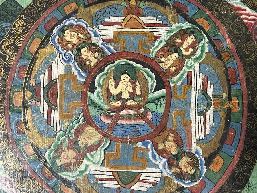 Antique Original Tibetan Thangka Painting 24.5 X 32.5 Nicely Framed - See Photos For Details	 [Photo 18]