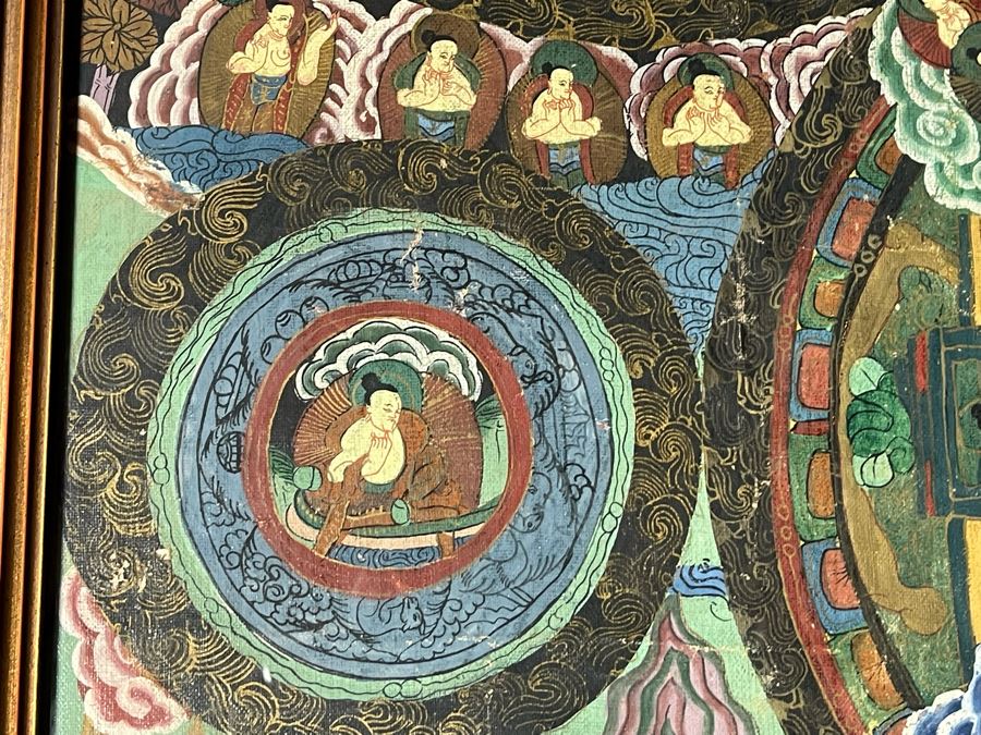 Antique Original Tibetan Thangka Painting 24.5 X 32.5 Nicely Framed - See Photos For Details	 [Photo 16]