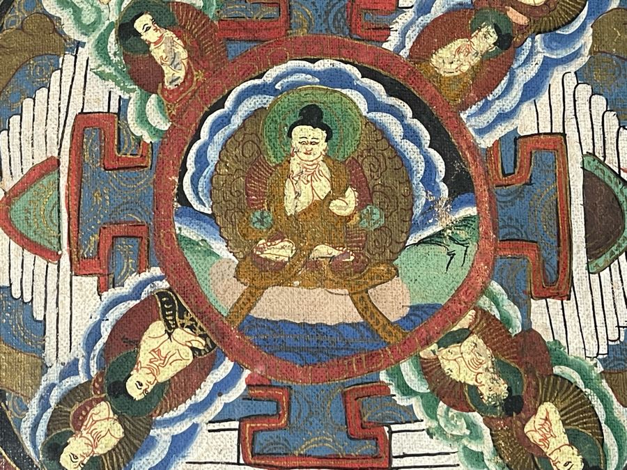 Antique Original Tibetan Thangka Painting 24.5 X 32.5 Nicely Framed - See Photos For Details	 [Photo 11]