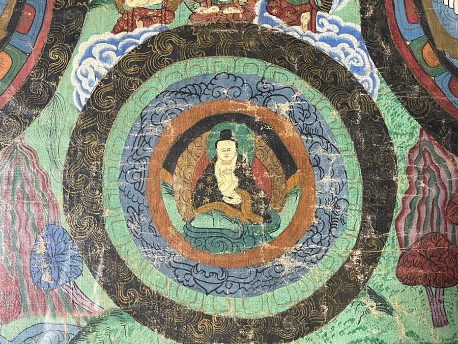 Antique Original Tibetan Thangka Painting 24.5 X 32.5 Nicely Framed - See Photos For Details	 [Photo 20]