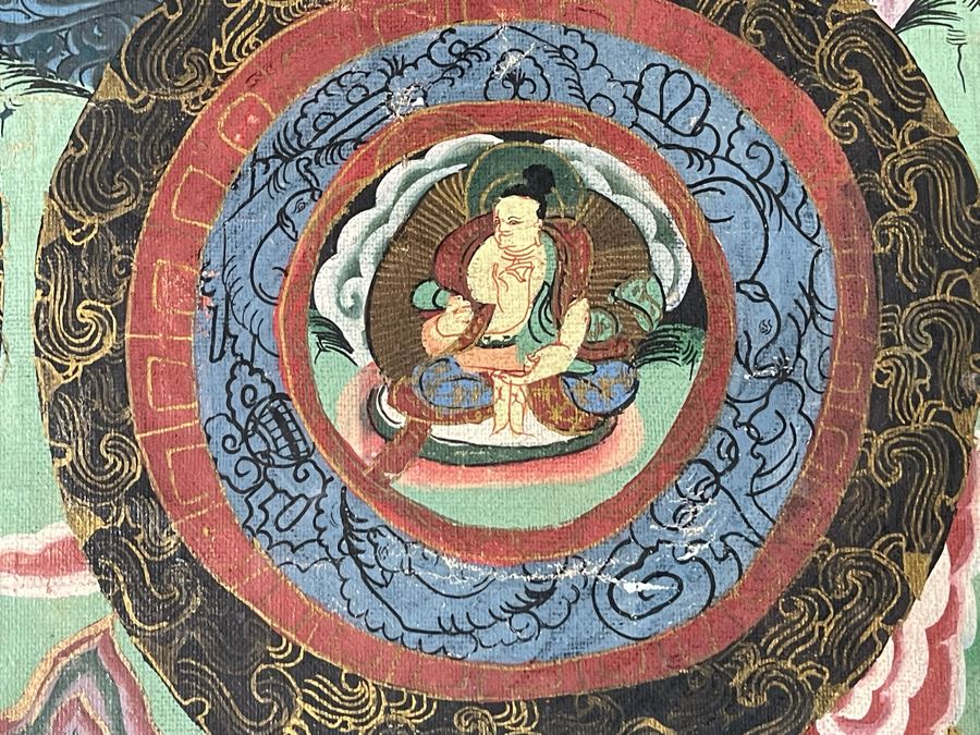 Antique Original Tibetan Thangka Painting 24.5 X 32.5 Nicely Framed - See Photos For Details	 [Photo 13]