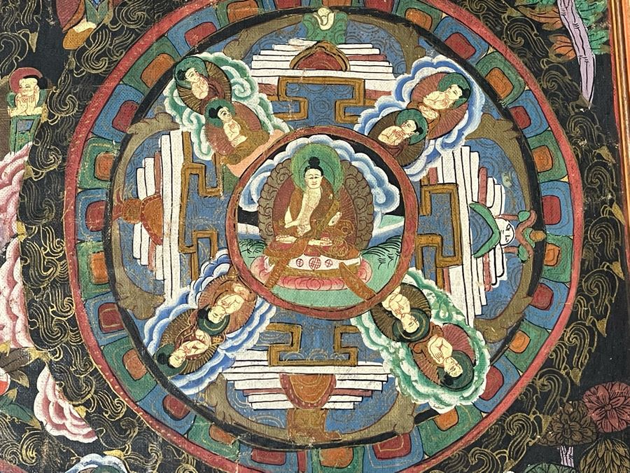 Antique Original Tibetan Thangka Painting 24.5 X 32.5 Nicely Framed - See Photos For Details	 [Photo 12]